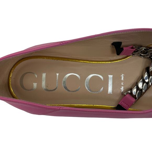 Gucci Horsebit Pointed Toe Mary Jane Ballet Flats Pink Size 38.5 - Picture 12 of 13